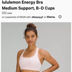 Flush pink lululemon energy bra size 8